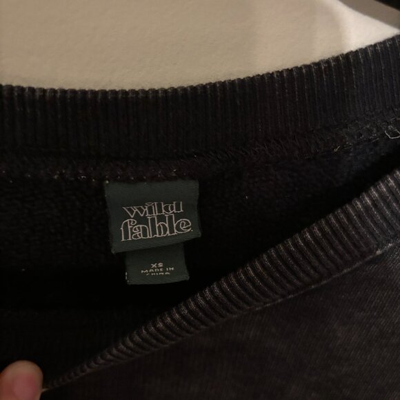 Women's Oversized Sweatshirt - Wild Fable™ Black XS: Heavyweight Fleece, Dolman - Picture 3 of 4